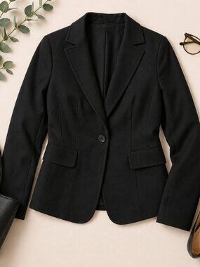 Mix It Black Blazer Jacket Stretch Career Office Tailored Sz 12